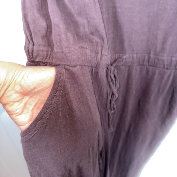 Pact Tank Jumpsuit Womens Medium Brown Organic Cotton Easy All Day Drawstring - Picture 4 of 6